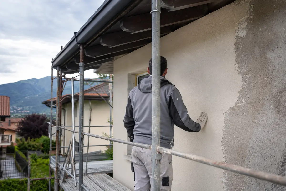 Finitura esterna di una facciata nella provincia di Bergamo